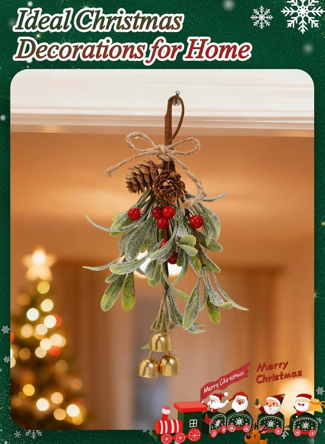 Bigmeta Artificial Mistletoe Christmas Decor - Christmas Ornaments with Bells Red Berries for Tree Porch Holiday Decorations - Image 3